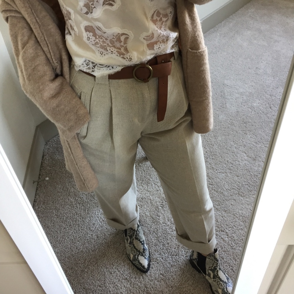 Petite linen trousers